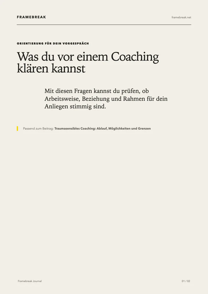 Vorschau des PDFs „Was du vor einem Coaching klären kannst“